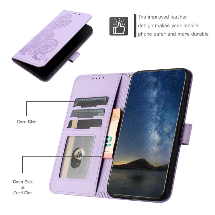 For Samsung Galaxy S25 5G Datura Flower Embossed Flip Leather Phone Case(Purple) - Galaxy S25 5G Cases by buy2fix | Online Shopping UK | buy2fix