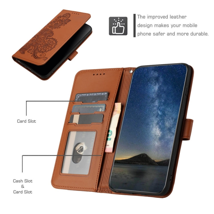 For Samsung Galaxy S25 Ultra 5G Datura Flower Embossed Flip Leather Phone Case(Brown) - Galaxy S25 Ultra 5G Cases by buy2fix | Online Shopping UK | buy2fix