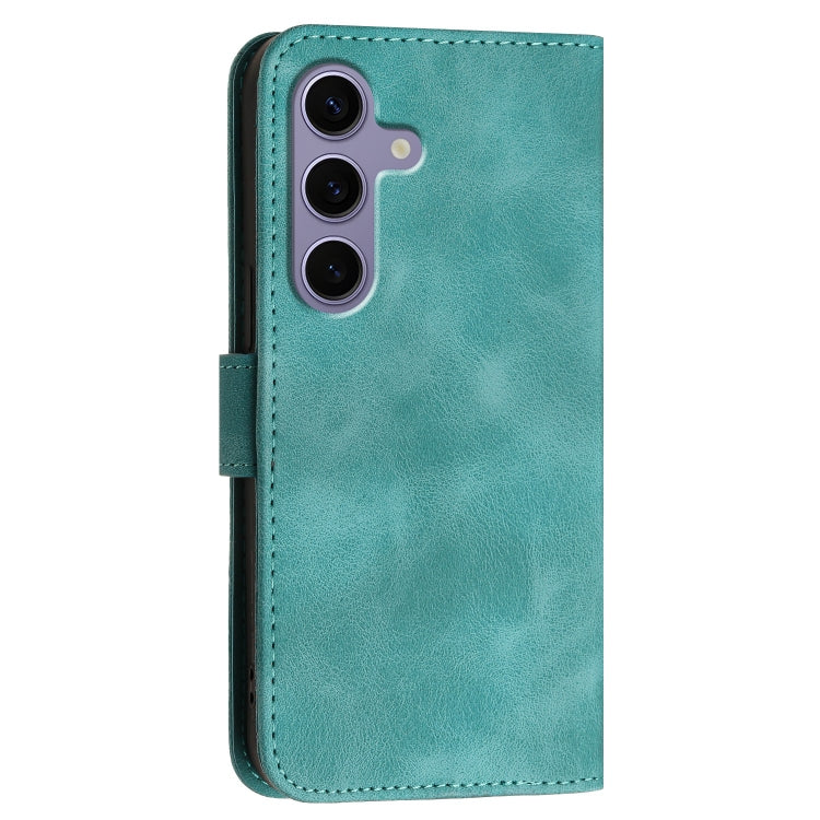 For Samsung Galaxy S25 5G YX0080 Grid Butterfly Embossed Pattern Flip Leather Phone Case with Lanyard(Light Blue) - Galaxy S25 5G Cases by buy2fix | Online Shopping UK | buy2fix