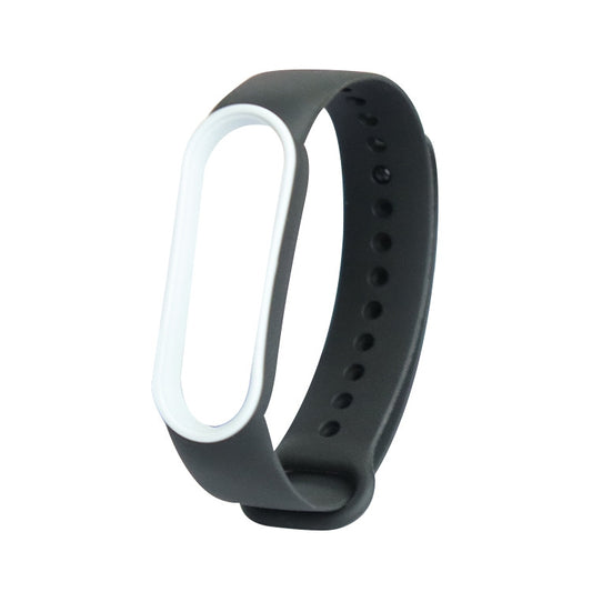 For Xiaomi Mi Band 5 Two-color TPE Watch Band(Black+White) - Watch Bands by buy2fix | Online Shopping UK | buy2fix