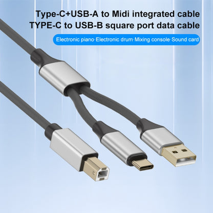 2 in 1 Type-C and USB-A to USB-B MIDI Instruments Printer Cable, Length: 1m, Length:1m(Black Gold) - Multifunctional Cable by buy2fix | Online Shopping UK | buy2fix