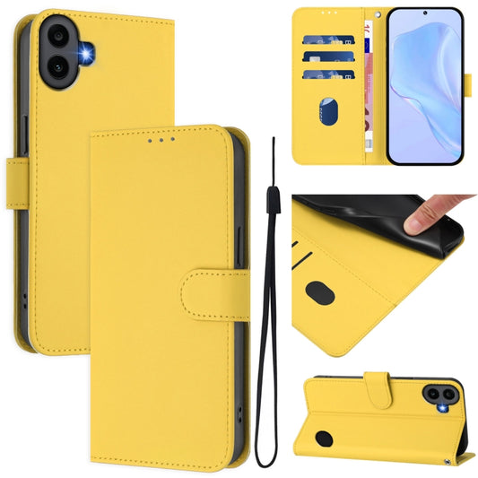 For Nothing CMF Phone 1 Skin Feel Solid Color Leather Phone Case with Lanyard(Lemon Yellow) - More Brand by buy2fix | Online Shopping UK | buy2fix