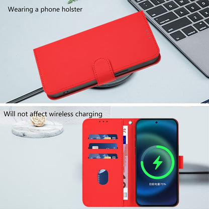 For iPhone 16 Pro Skin Feel Solid Color Leather Phone Case with Lanyard(Red) - iPhone 16 Pro Cases by buy2fix | Online Shopping UK | buy2fix