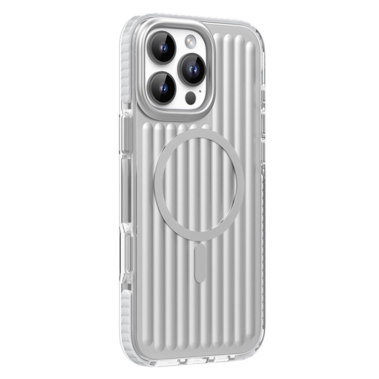 For iPhone 16 Pro Max Mutural Corrugated Texture Magsafe Magnetic Shockproof Phone Case(Silver) - iPhone 16 Pro Max Cases by Mutural | Online Shopping UK | buy2fix