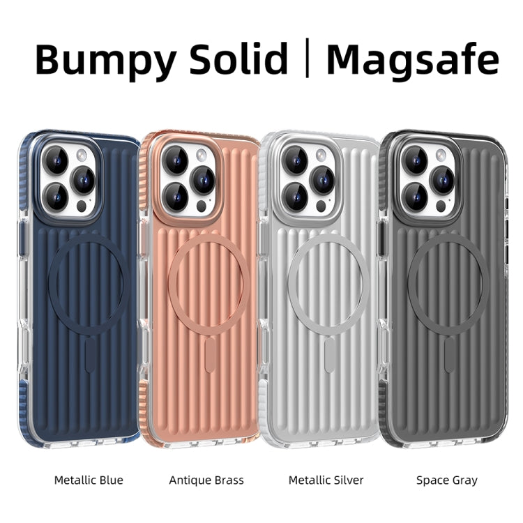 For iPhone 16 Pro Mutural Corrugated Texture Magsafe Magnetic Shockproof Phone Case(Antique Brass) - iPhone 16 Pro Cases by Mutural | Online Shopping UK | buy2fix