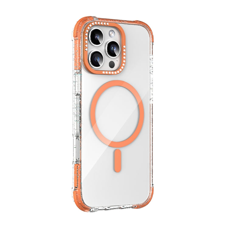 For iPhone 16 Pro Max Mutural Blink Series Glitter Edge MagSafe Magnetic Phone Case(Orange) - iPhone 16 Pro Max Cases by Mutural | Online Shopping UK | buy2fix