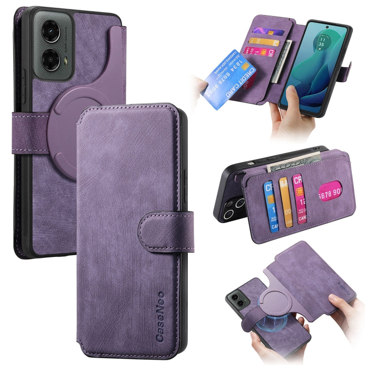 For Motorola Moto G 5G 2024 CaseNeo MagSafe RFID Anti-theft Retro Leather Phone Case(Purple) - Motorola Cases by CaseNeo | Online Shopping UK | buy2fix