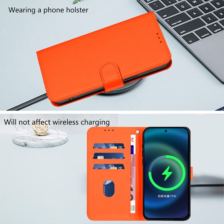 For Samsung Galaxy S25 Ultra 5G Skin Feel Solid Color Leather Phone Case with Lanyard(Orange) - Galaxy S25 Ultra 5G Cases by buy2fix | Online Shopping UK | buy2fix