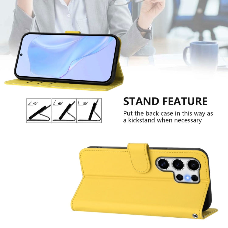 For Samsung Galaxy S25 Ultra 5G Skin Feel Solid Color Leather Phone Case with Lanyard(Lemon Yellow) - Galaxy S25 Ultra 5G Cases by buy2fix | Online Shopping UK | buy2fix