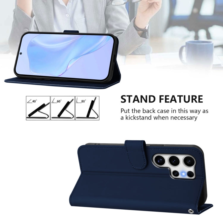 For Samsung Galaxy S25 Ultra 5G Skin Feel Solid Color Leather Phone Case with Lanyard(Navy Blue) - Galaxy S25 Ultra 5G Cases by buy2fix | Online Shopping UK | buy2fix