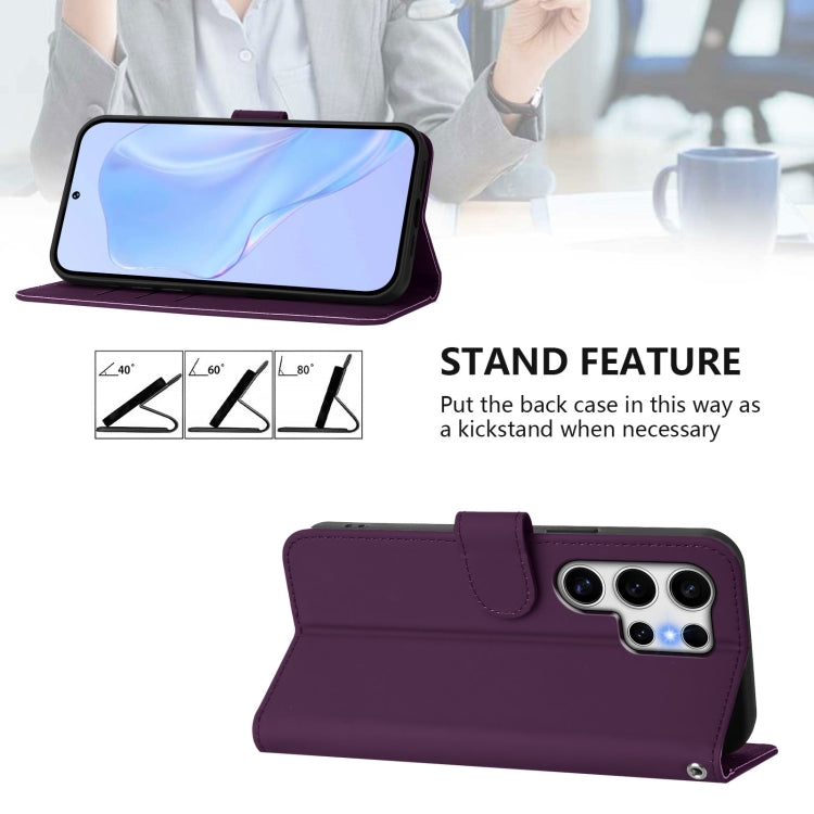 For Samsung Galaxy S25 Ultra 5G Skin Feel Solid Color Leather Phone Case with Lanyard(Violet) - Galaxy S25 Ultra 5G Cases by buy2fix | Online Shopping UK | buy2fix