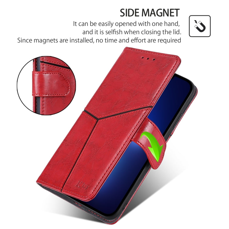 For iPhone 16 Plus Geometric Stitching Leather Phone Case(Red) - iPhone 16 Plus Cases by buy2fix | Online Shopping UK | buy2fix