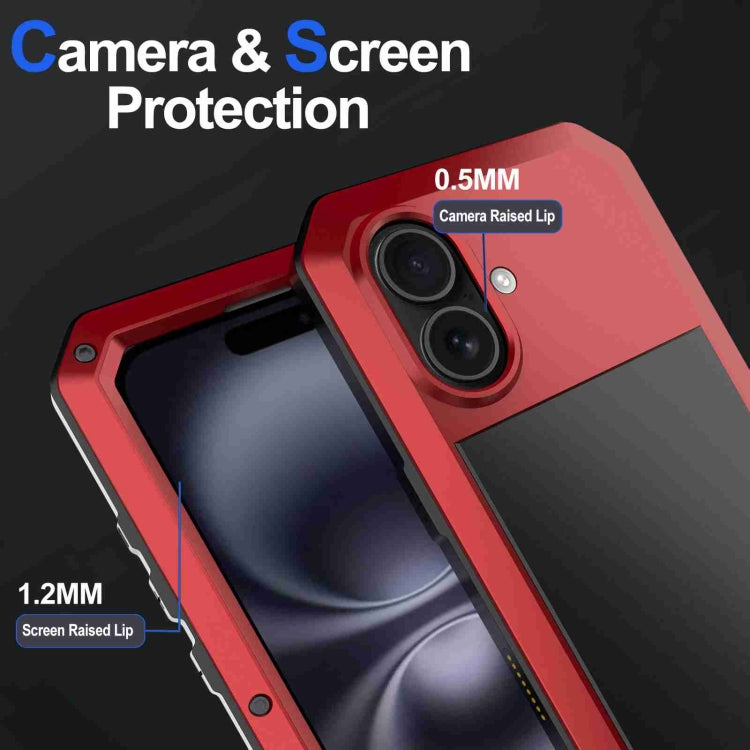 For iPhone 16 RedPepper Triple-proof Metal Phone Case(Red) - iPhone 16 Cases by RedPepper | Online Shopping UK | buy2fix