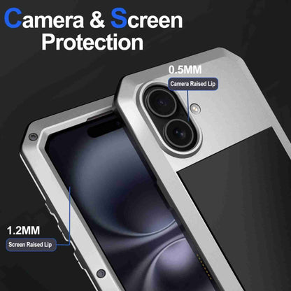 For iPhone 16 RedPepper Triple-proof Metal Phone Case(Silver) - iPhone 16 Cases by RedPepper | Online Shopping UK | buy2fix