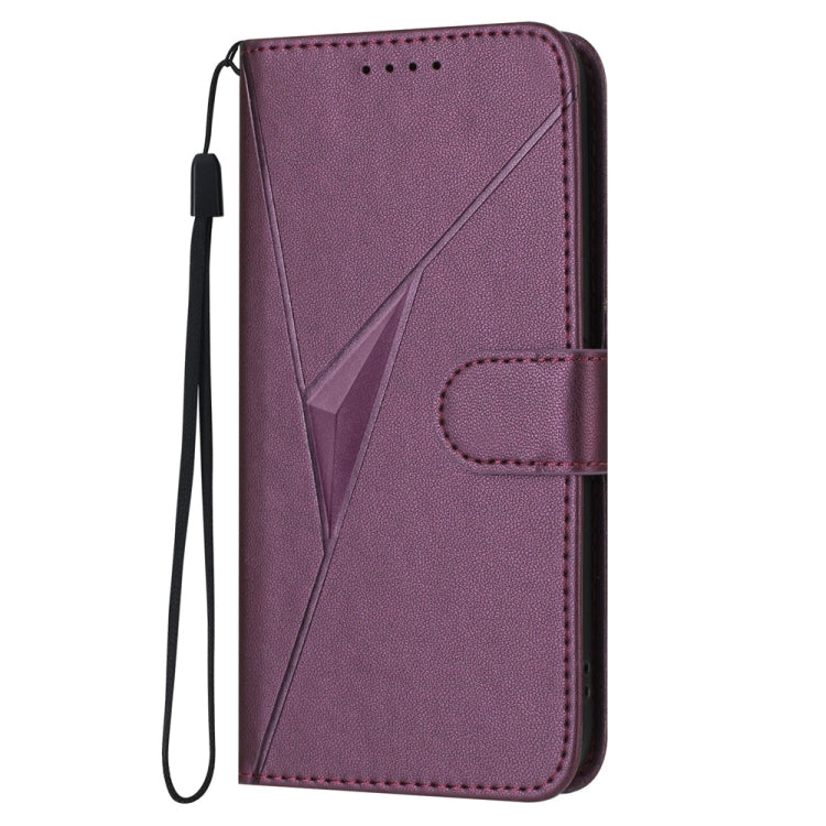 For Samsung Galaxy S25+ 5G Triangle Pattern Buckle Clasp Leather Phone Case(Dark Purple) - Galaxy S25+ 5G Cases by buy2fix | Online Shopping UK | buy2fix