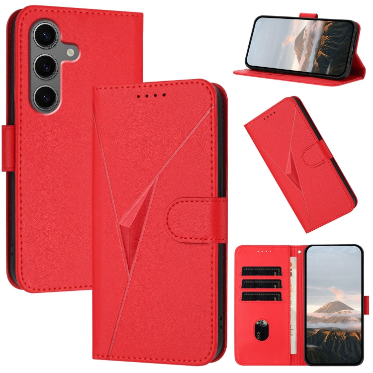 For Samsung Galaxy S25+ 5G Triangle Pattern Buckle Clasp Leather Phone Case(Red) - Galaxy S25+ 5G Cases by buy2fix | Online Shopping UK | buy2fix