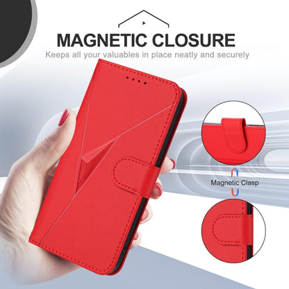 For Samsung Galaxy S25+ 5G Triangle Pattern Buckle Clasp Leather Phone Case(Red) - Galaxy S25+ 5G Cases by buy2fix | Online Shopping UK | buy2fix