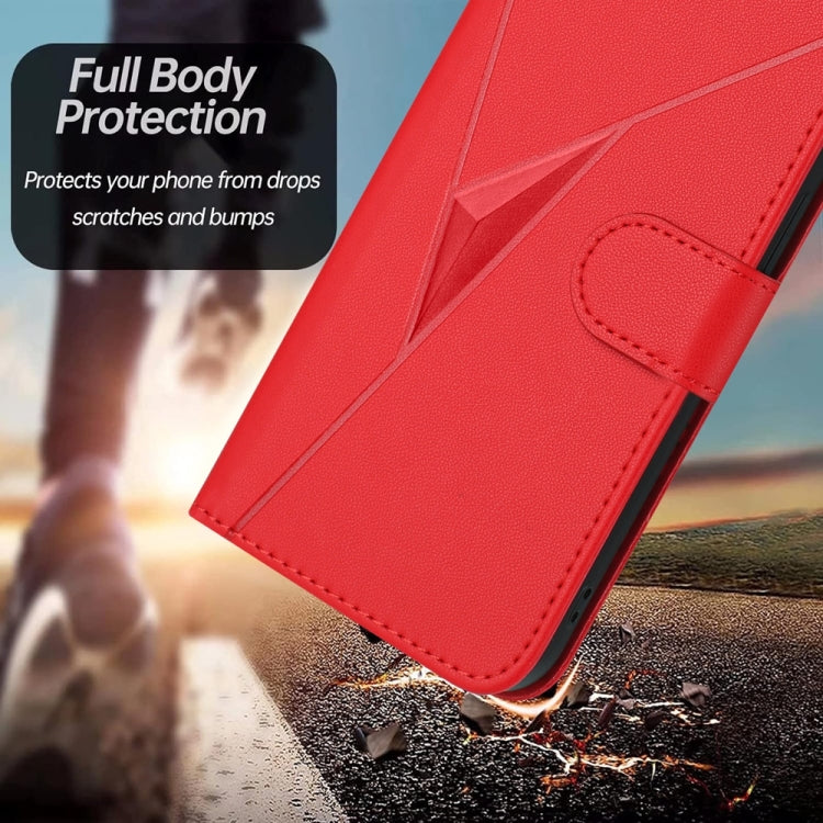 For Samsung Galaxy S25+ 5G Triangle Pattern Buckle Clasp Leather Phone Case(Red) - Galaxy S25+ 5G Cases by buy2fix | Online Shopping UK | buy2fix