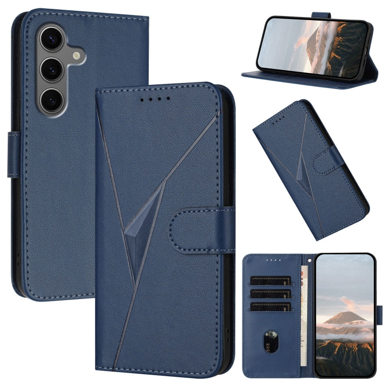 For Samsung Galaxy S25+ 5G Triangle Pattern Buckle Clasp Leather Phone Case(Royal Blue) - Galaxy S25+ 5G Cases by buy2fix | Online Shopping UK | buy2fix