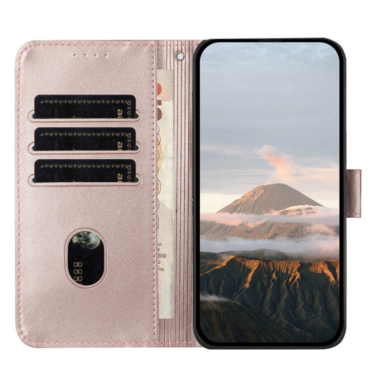 For Samsung Galaxy S25+ 5G Triangle Pattern Buckle Clasp Leather Phone Case(Rose Gold) - Galaxy S25+ 5G Cases by buy2fix | Online Shopping UK | buy2fix