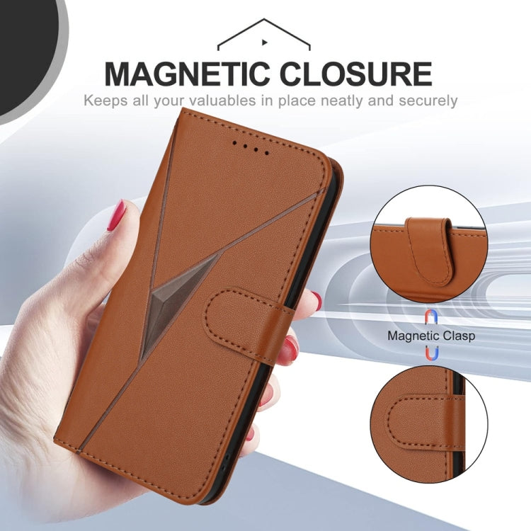 For Samsung Galaxy S25 Ultra 5G Triangle Pattern Buckle Clasp Leather Phone Case(Brown) - Galaxy S25 Ultra 5G Cases by buy2fix | Online Shopping UK | buy2fix