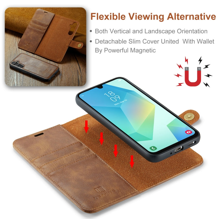 For Samsung Galaxy A16 5G DG.MING Crazy Horse Texture Detachable Magnetic Leather Case(Brown) - Galaxy Phone Cases by DG.MING | Online Shopping UK | buy2fix