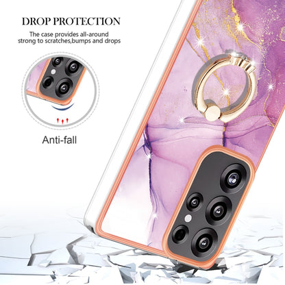 For Samsung Galaxy S25 Ultra 5G Electroplating Marble IMD TPU Phone Case with Ring Holder(Purple 001) - Galaxy S25 Ultra 5G Cases by buy2fix | Online Shopping UK | buy2fix