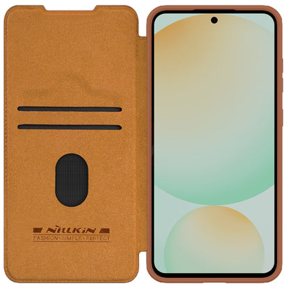 For Samsung Galaxy S24 FE 5G NILLKIN QIN Series Pro Sliding Camera Cover Design Leather Phone Case(Brown) - Galaxy S24 FE 5G Cases by NILLKIN | Online Shopping UK | buy2fix