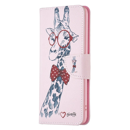 For Samsung Galaxy S25 5G Colored Drawing Pattern Leather Phone Case(Giraffe) - Galaxy S25 5G Cases by buy2fix | Online Shopping UK | buy2fix