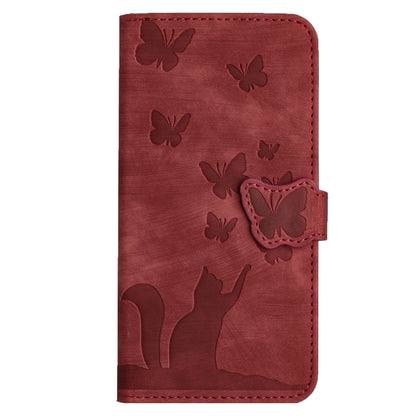 For Samsung Galaxy S25 Ultra 5G Butterfly Cat Embossing Flip Leather Phone Case(Red) - Galaxy S25 Ultra 5G Cases by buy2fix | Online Shopping UK | buy2fix