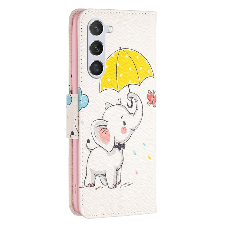 For Samsung Galaxy S25 5G Colored Drawing Pattern Leather Phone Case(Umbrella Elephant) - Galaxy S25 5G Cases by buy2fix | Online Shopping UK | buy2fix