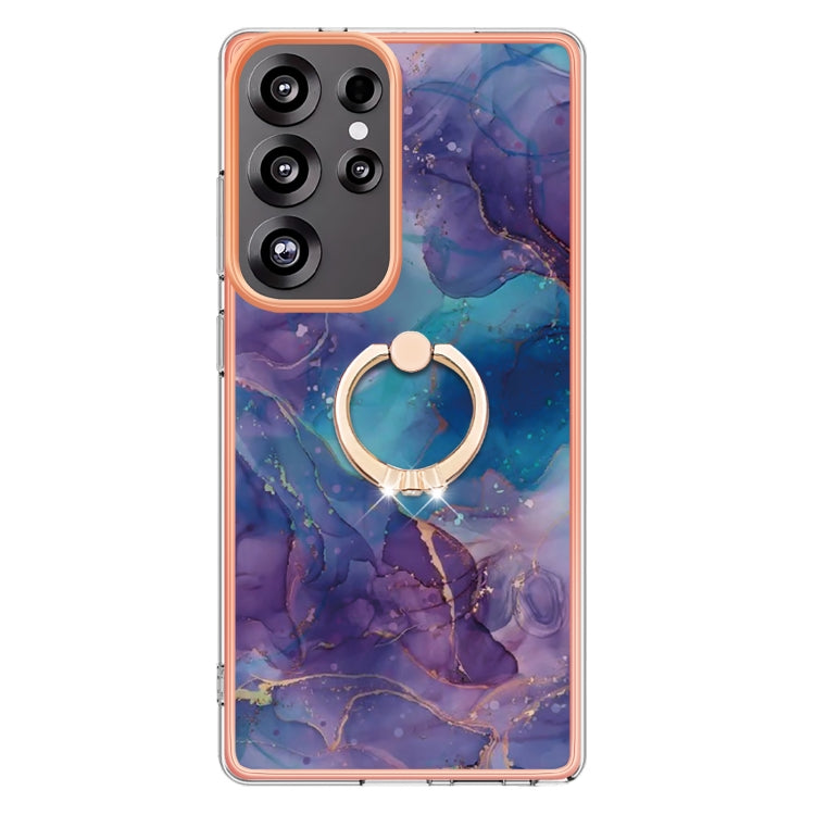 For Samsung Galaxy S25 Ultra 5G Electroplating Marble Dual-side IMD Phone Case with Ring(Purple 016) - Galaxy S25 Ultra 5G Cases by buy2fix | Online Shopping UK | buy2fix