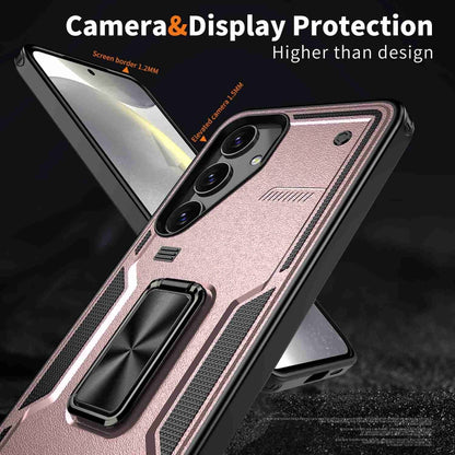 For Samsung Galaxy S25 Ultra 5G Ring Holder PC Hybrid TPU Phone Case(Rose Gold) - Galaxy S25 Ultra 5G Cases by buy2fix | Online Shopping UK | buy2fix