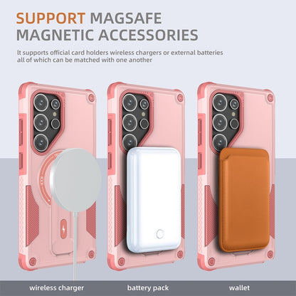 For Samsung Galaxy S25 Ultra 5G Armor MagSafe Holder PC Hybrid TPU Phone Case(Pink) - Galaxy S25 Ultra 5G Cases by buy2fix | Online Shopping UK | buy2fix