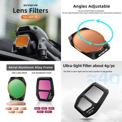 For DJI Air 3S Sunnylife Camera Lens Filter, Filter:ND8PL - Lens Filter by Sunnylife | Online Shopping UK | buy2fix