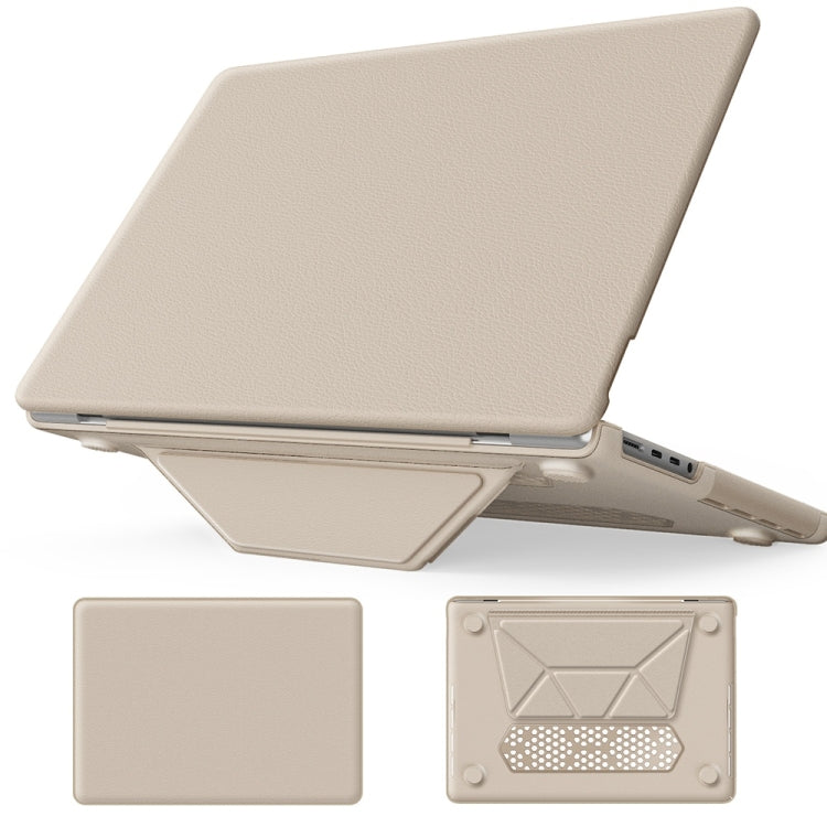 For MacBook Pro 14 inch A2918 / A2992 Business Magnetic Holder PC + PU Laptop Protective Case(Gold) - MacBook Pro Cases by buy2fix | Online Shopping UK | buy2fix