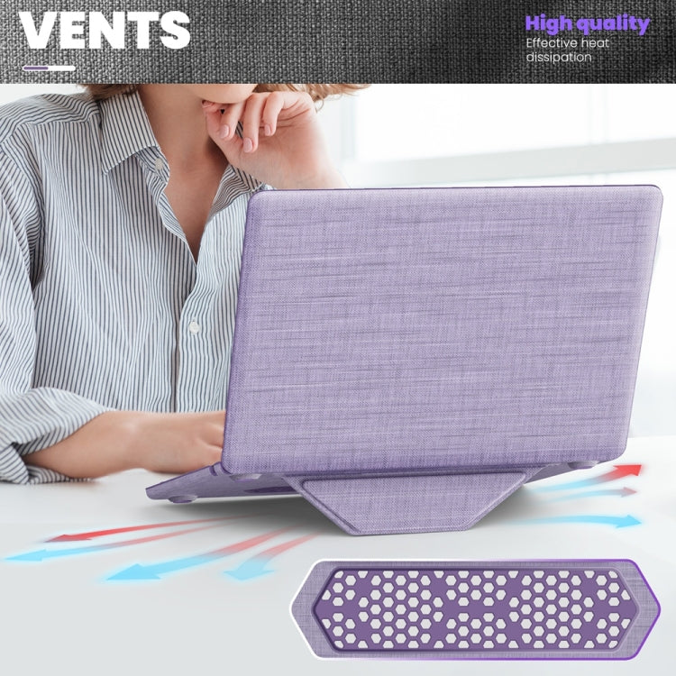 For MacBook Air 15.3 inch A3114 / A2941 Fabric Magnetic Holder Laptop Protective Case(Purple) - MacBook Air Cases by buy2fix | Online Shopping UK | buy2fix