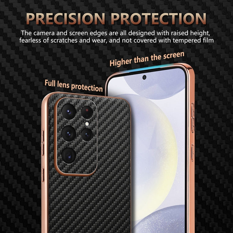 For Samsung Galaxy S25 Ultra 5G AZNS Electroplated Edge Carbon Fiber Texture Phone Case(Black) - Galaxy S25 Ultra 5G Cases by AZNS | Online Shopping UK | buy2fix