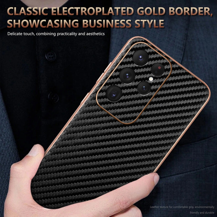 For Samsung Galaxy S25 Ultra 5G AZNS Electroplated Edge Carbon Fiber Texture Phone Case(Black) - Galaxy S25 Ultra 5G Cases by AZNS | Online Shopping UK | buy2fix