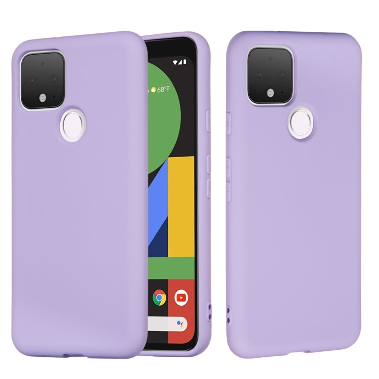 For Google Pixel 5 Pure Color Liquid Silicone Shockproof Full Coverage Case(Purple) - Google Cases by buy2fix | Online Shopping UK | buy2fix