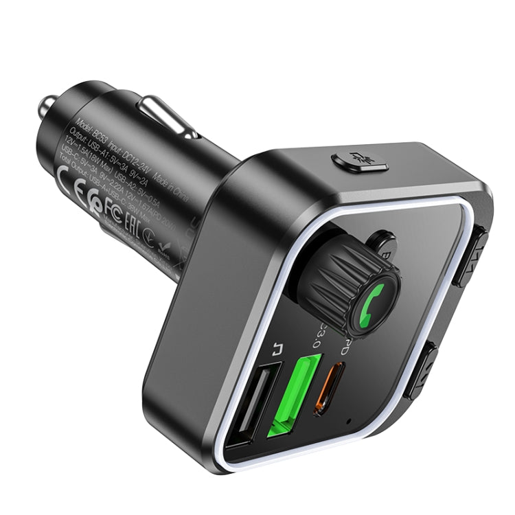 Borofone BC53 Highway PD20W & QC3.0 Car Bluetooth FM Transmitter(Black) - Bluetooth Adapters by Borofone | Online Shopping UK | buy2fix