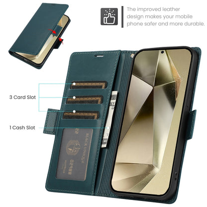 For Samsung Galaxy S25 Ultra 5G Side Buckle RFID Anti-theft Leather Phone Case(Green) - Galaxy S25 Ultra 5G Cases by buy2fix | Online Shopping UK | buy2fix