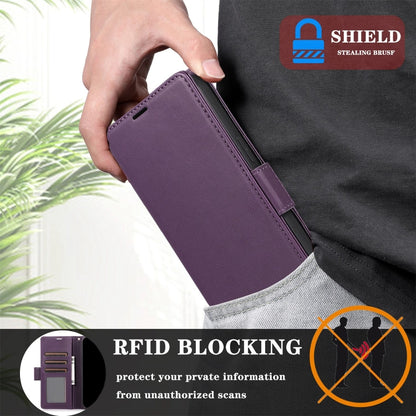 For Samsung Galaxy S25+ / S24+ 5G Side Buckle RFID Anti-theft Leather Phone Case(Dark Purple) - Galaxy S25+ 5G Cases by buy2fix | Online Shopping UK | buy2fix