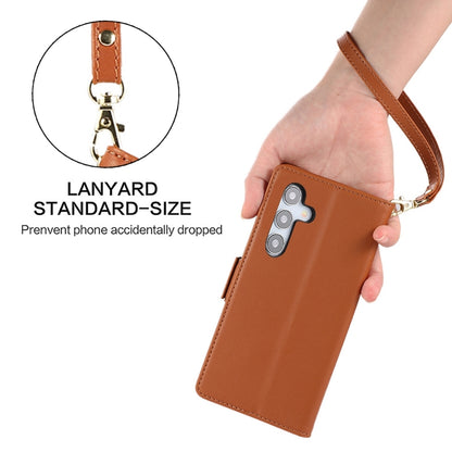 For Samsung Galaxy S25+ / S24+ 5G Side Buckle RFID Anti-theft Leather Phone Case(Brown) - Galaxy S25+ 5G Cases by buy2fix | Online Shopping UK | buy2fix