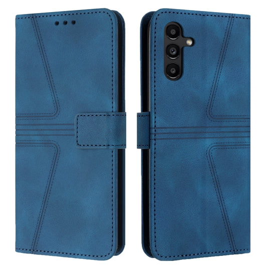 For Samsung Galaxy S25 5G Triangle Solid Color Leather Phone Case(Blue) - Galaxy S25 5G Cases by buy2fix | Online Shopping UK | buy2fix