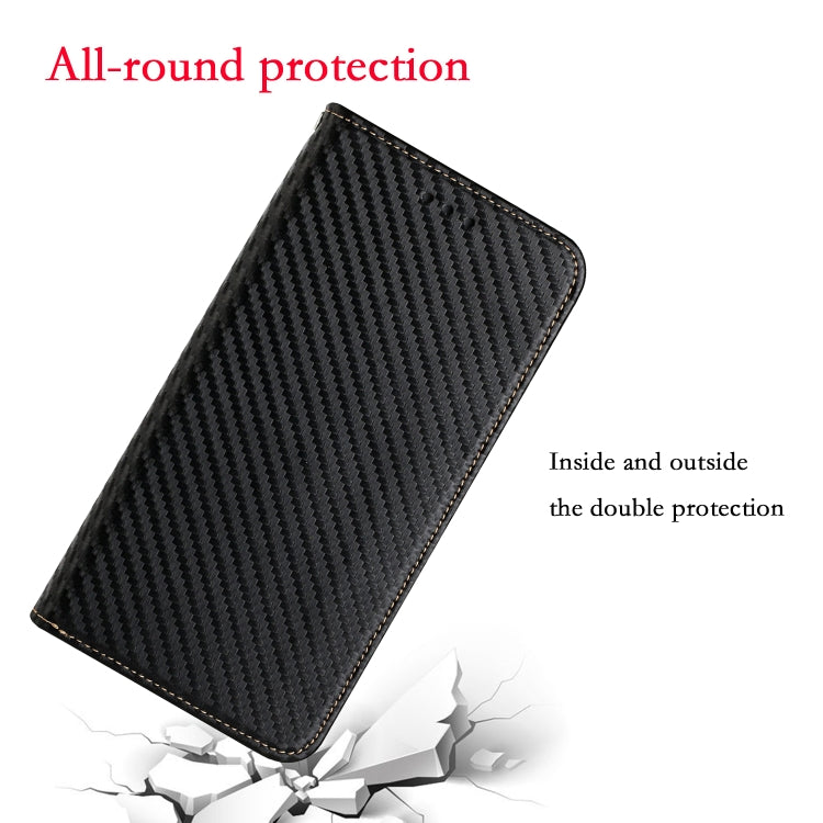 For Samsung Galaxy S25 Ultra 5G Carbon Fiber Texture Magnetic Flip Leather Phone Case(Black) - Galaxy S25 Ultra 5G Cases by buy2fix | Online Shopping UK | buy2fix