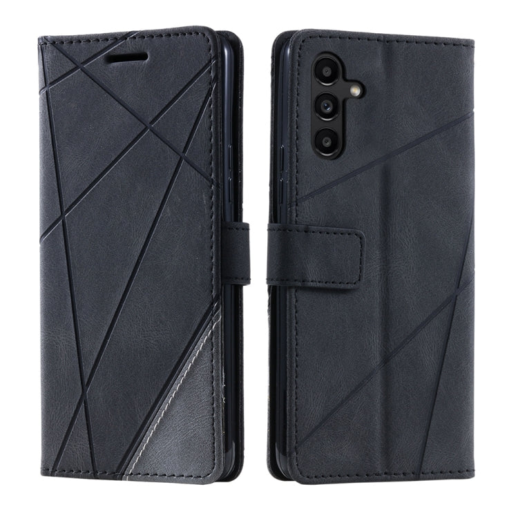 For Samsung Galaxy S25 5G Skin Feel Splicing Leather Phone Case(Black) - Galaxy S25 5G Cases by buy2fix | Online Shopping UK | buy2fix