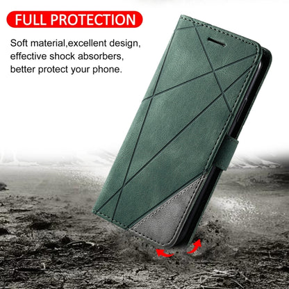 For Samsung Galaxy S25 5G Skin Feel Splicing Leather Phone Case(Green) - Galaxy S25 5G Cases by buy2fix | Online Shopping UK | buy2fix