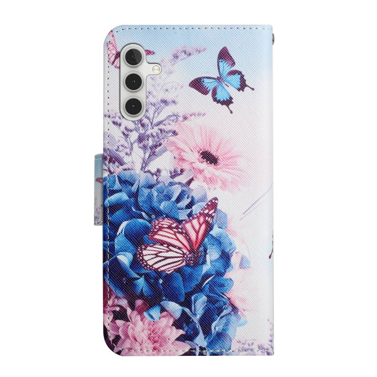 For Samsung Galaxy S25+ 5G Colored Drawing Pattern Leather Phone Case(Purple Butterfly) - Galaxy S25+ 5G Cases by buy2fix | Online Shopping UK | buy2fix