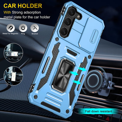 For Samsung Galaxy S25 5G Armor PC Hybrid TPU Camera Shield Phone Case(Light Blue) - Galaxy S25 5G Cases by buy2fix | Online Shopping UK | buy2fix